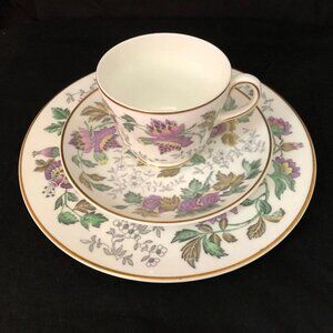 Wedgwood China Avon Lavender W3983 Pattern Peony Plate, Cup, and Saucer Set